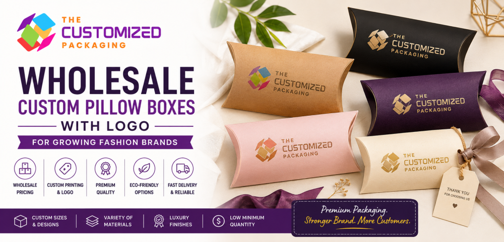Wholesale Custom Pillow Boxes with Logo for Growing Fashion Brands