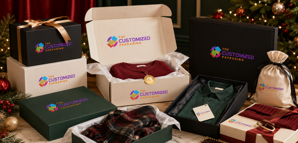 Holiday Custom Boxes for Apparel Gifts, Seasonal Clothing Collections, and Fashion Promotions