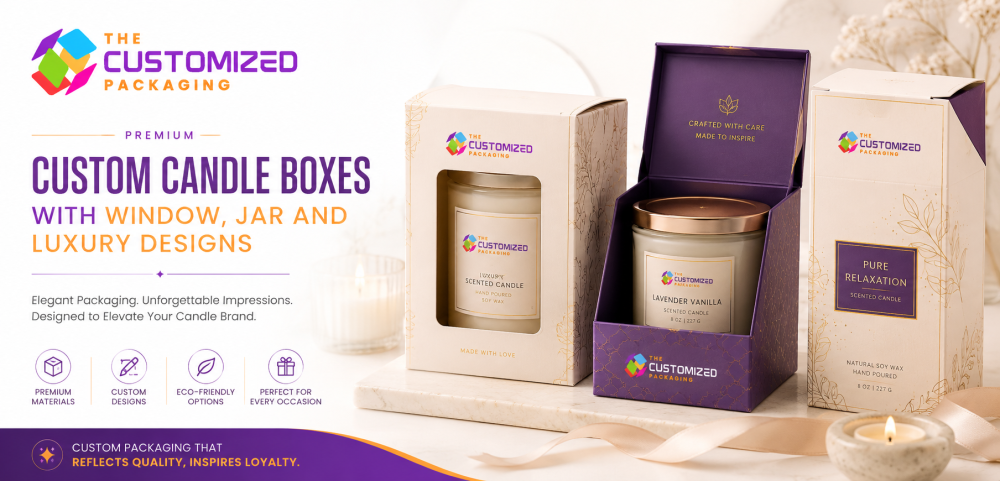 Premium Custom Candle Boxes with Window, Jar and Luxury Designs