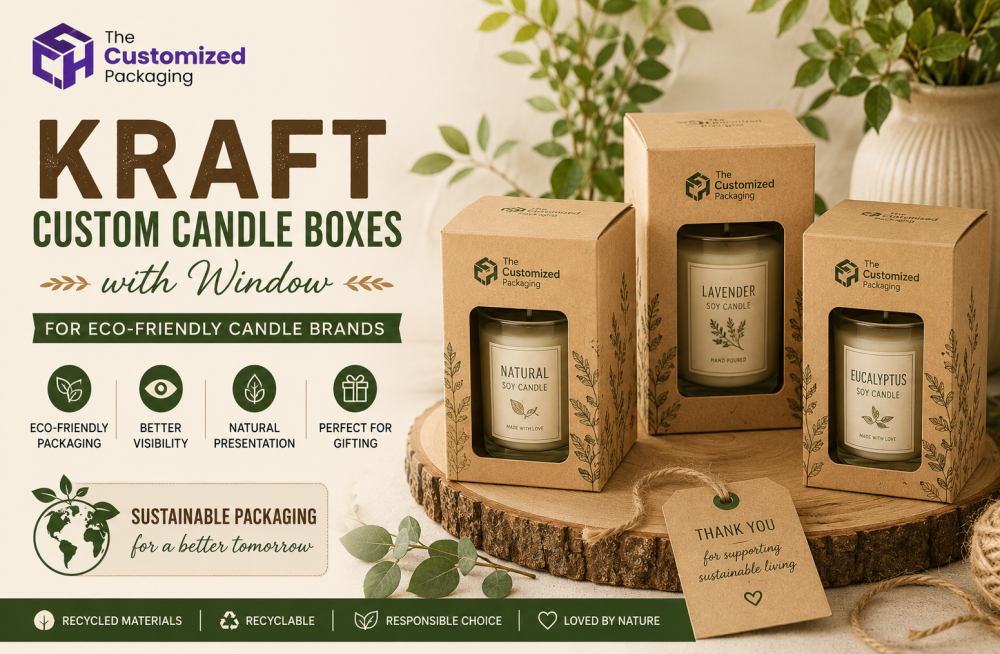 Kraft Custom Candle Boxes with Window for Eco-Friendly Candle Brands