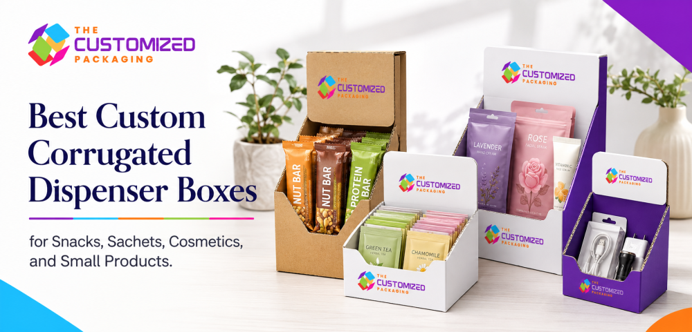 Best Custom Corrugated Dispenser Boxes for Snacks, Sachets, Cosmetics, and Small Products